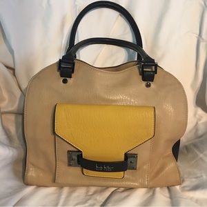 Nicole Miller NY soft bag in tan and black vegan  leather OS